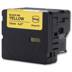 Brother P-Touch 0.47 in. x 13.1 ft. Genuine P-Touch BTAG Label Tapes - Black on Yellow