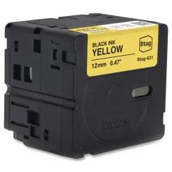 Brother P-Touch 0.47 in. x 13.1 ft. Genuine P-Touch BTAG Label Tapes - Black on Yellow