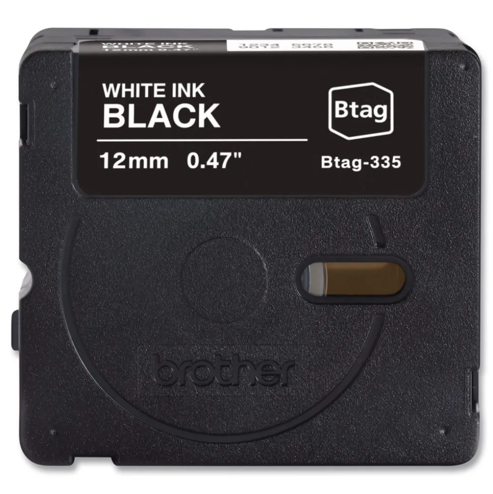 Brother P-Touch 0.47 in. x 13.1 ft. Genuine P-Touch BTAG Label Tapes - White on Black