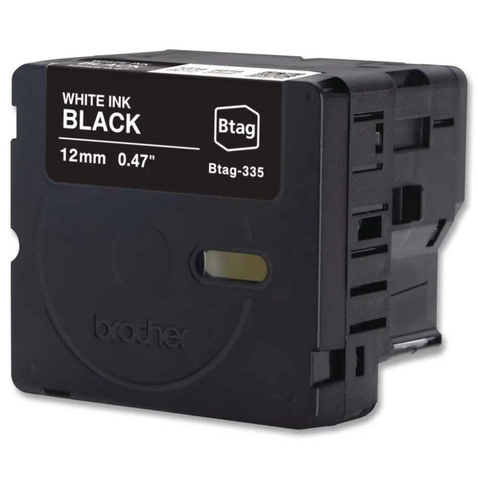 Brother P-Touch 0.47 in. x 13.1 ft. Genuine P-Touch BTAG Label Tapes - White on Black