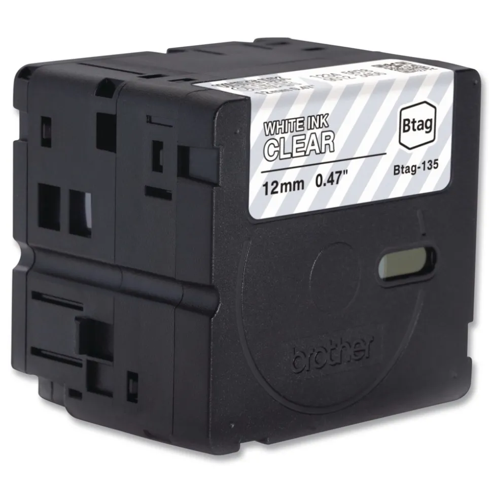 Brother P-Touch 0.47 in. x 13.1 ft. Genuine P-Touch BTAG Label Tapes - White on Clear