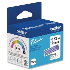 Brother P-Touch 0.47 in. x 13.1 ft. Genuine P-Touch BTAG Label Tapes - White on Purple