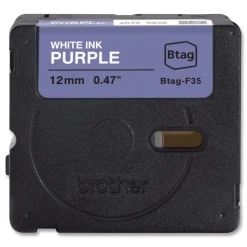 Brother P-Touch 0.47 in. x 13.1 ft. Genuine P-Touch BTAG Label Tapes - White on Purple