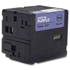 Brother P-Touch 0.47 in. x 13.1 ft. Genuine P-Touch BTAG Label Tapes - White on Purple