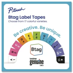 Brother P-Touch 0.47 in. x 13.1 ft. Genuine P-Touch BTAG Label Tapes - White on Clear, Black on White, White on Black