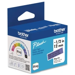 Brother P-Touch 0.47 in. x 13.1 ft. Genuine P-Touch BTAG Label Tapes - Black on Purple