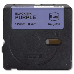 Brother P-Touch 0.47 in. x 13.1 ft. Genuine P-Touch BTAG Label Tapes - Black on Purple