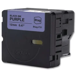 Brother P-Touch 0.47 in. x 13.1 ft. Genuine P-Touch BTAG Label Tapes - Black on Purple