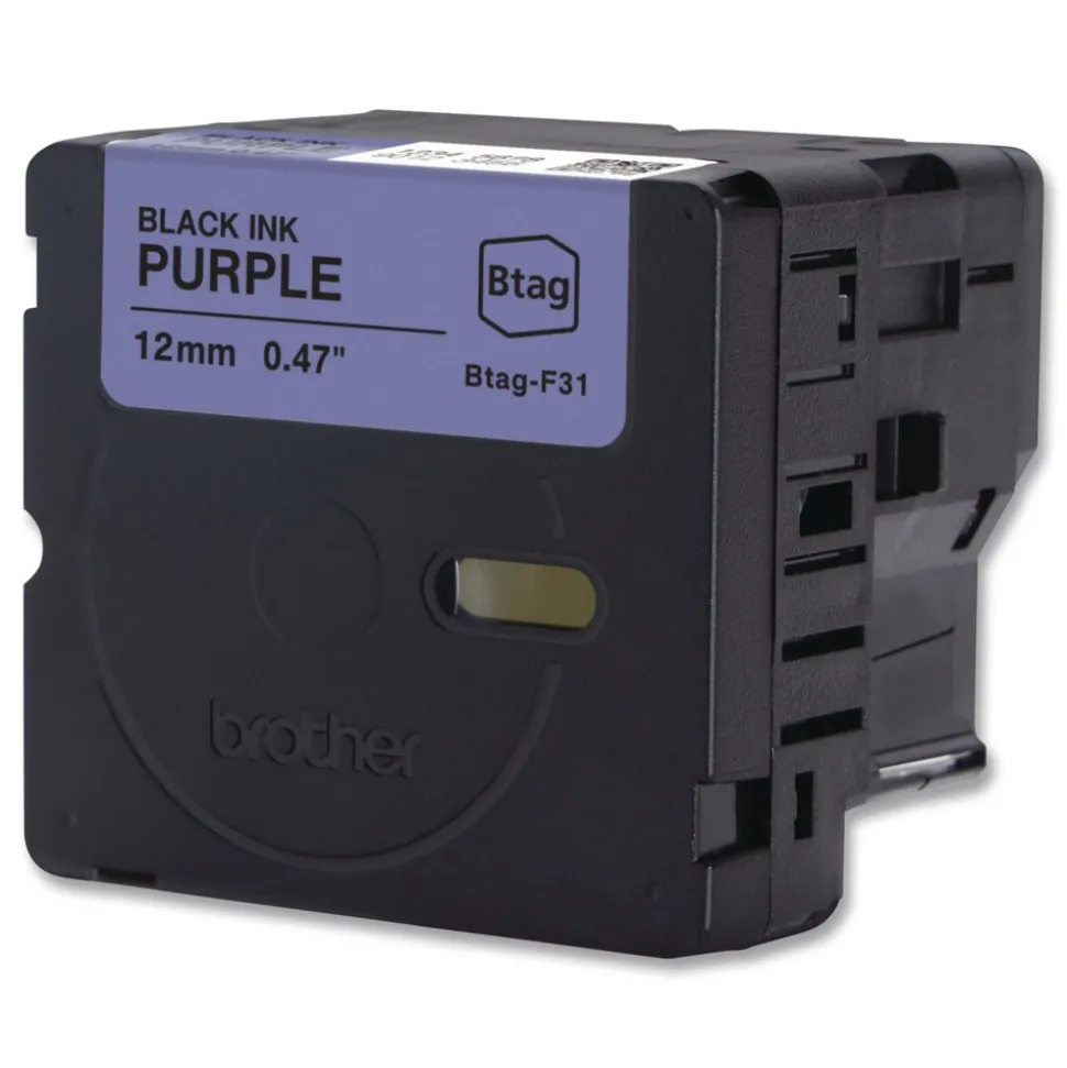 Brother P-Touch 0.47 in. x 13.1 ft. Genuine P-Touch BTAG Label Tapes - Black on Purple