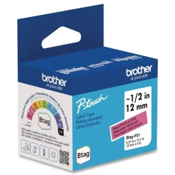 Brother P-Touch 0.47 in. x 13.1 ft. Genuine P-Touch BTAG Label Tapes - Black on Pink