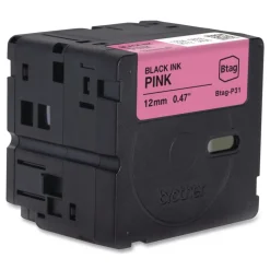 Brother P-Touch 0.47 in. x 13.1 ft. Genuine P-Touch BTAG Label Tapes - Black on Pink