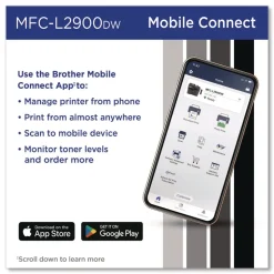 Brother Wireless MFC-L2900DW Compact Monochrome AIO Laser Printer Copy/Fax/Print/Scan