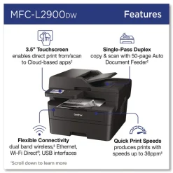 Brother Wireless MFC-L2900DW Compact Monochrome AIO Laser Printer Copy/Fax/Print/Scan