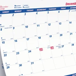 Brownline 14-Month: Dec 2025 to Jan 2027 12.25 in. x 27 in. Three-Month Wall Calendar - White/Blue Sheets