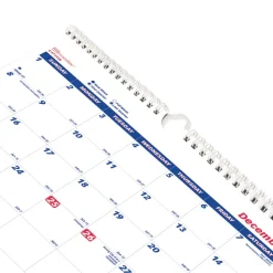 Brownline 14-Month: Dec 2025 to Jan 2027 12.25 in. x 27 in. Three-Month Wall Calendar - White/Blue Sheets