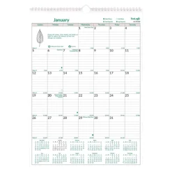 Brownline 12-Month (Jan to Dec): 2026 12 in. x 17 in. EcoLogix Artwork Monthly Wall Calendar - White/Green Sheets