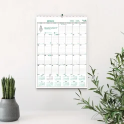 Brownline 12-Month (Jan to Dec): 2026 12 in. x 17 in. EcoLogix Artwork Monthly Wall Calendar - White/Green Sheets