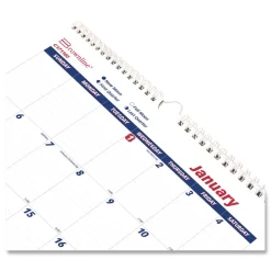 Brownline 12-Month (Jan to Dec): 2026 12 in. x 17 in. One Month Per Page Twin-Wirebound Wall Calendar - White/Blue Sheets