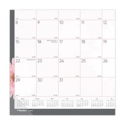 Brownline 12-Month (Jan to Dec): 2026 22 in. x 17 in. Pink Daisy Artwork Monthly Desk Pad Calendar - Pink/White Sheets, Black Binding