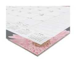 Brownline 12-Month (Jan to Dec): 2026 22 in. x 17 in. Pink Daisy Artwork Monthly Desk Pad Calendar - Pink/White Sheets, Black Binding