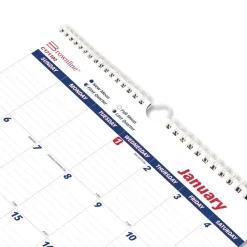 Brownline 12-Month (Jan to Dec): 2026 8 in. x 11 in. One Month Per Page Twin-Wirebound Wall Calendar - White/Blue Sheets