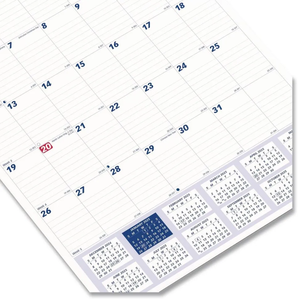 Brownline 12-Month (Jan to Dec): 2026 8 in. x 11 in. One Month Per Page Twin-Wirebound Wall Calendar - White/Blue Sheets