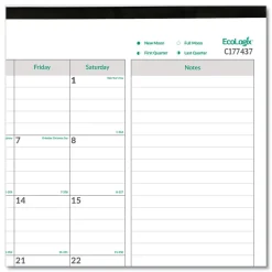 Brownline 12-Month (Jan-Dec): 2026 22 in. x 17 in. EcoLogix Artwork Monthly Desk Pad Calendar - White/Green Sheets, Black Binding/Corners