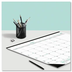 Brownline 12-Month (Jan-Dec): 2026 22 in. x 17 in. EcoLogix Artwork Monthly Desk Pad Calendar - White/Green Sheets, Black Binding/Corners