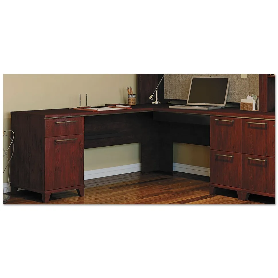 Bush 70.13 in. X 70.13 in. X 29.75 in. Enterprise Collection L-Desk Surface - Harvest Cherry