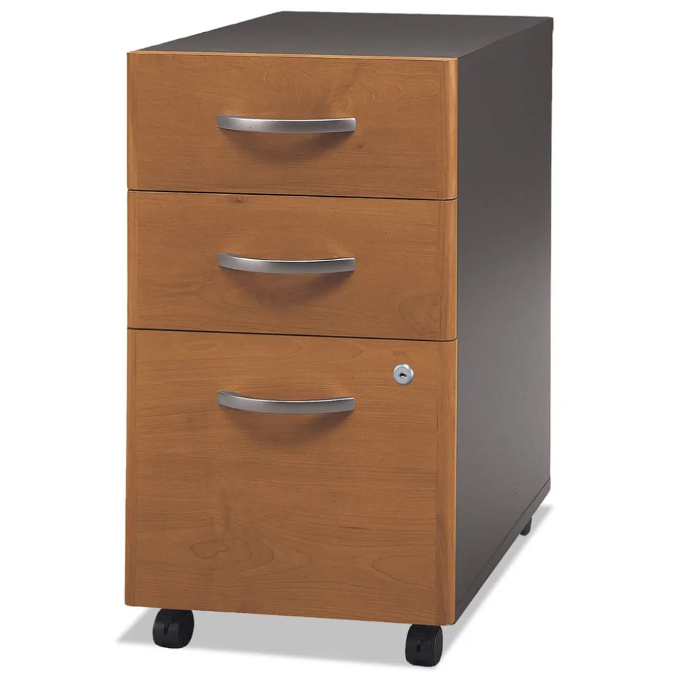 Bush 15.75 in. x 20.25 in. x 27.88 in. Series C 3-Drawers Box/Box/File Legal/Letter/A4/A5 Mobile Left/Right Pedestal File - Cherry/Gray