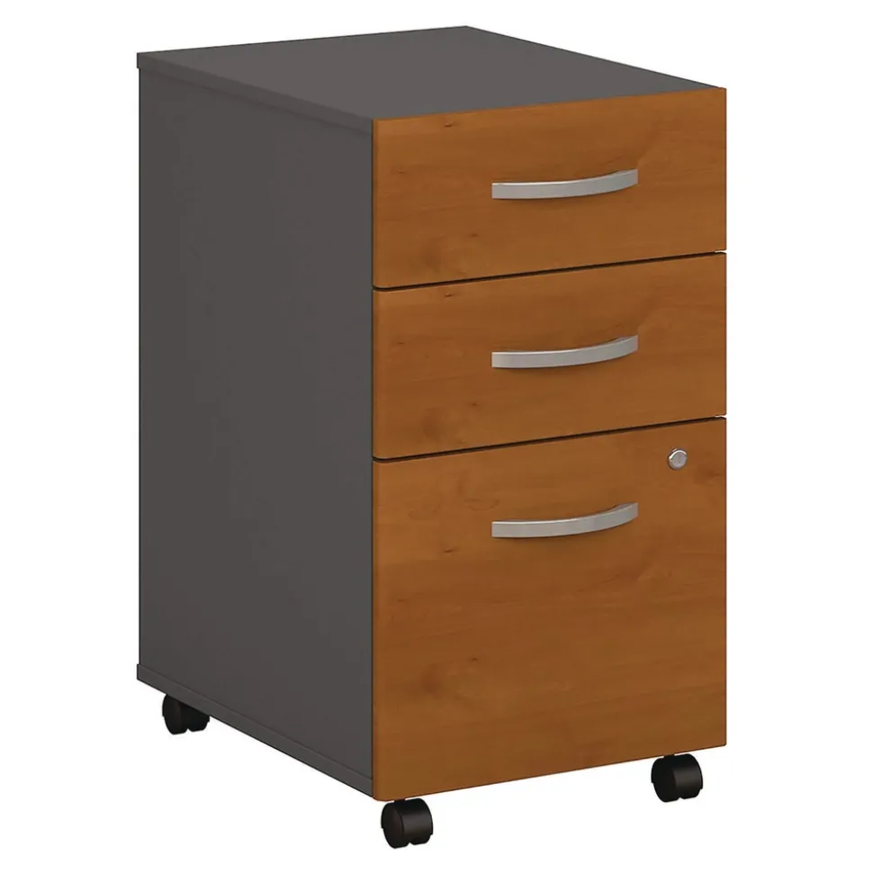 Bush 15.75 in. x 20.25 in. x 27.88 in. Series C 3-Drawers Box/Box/File Legal/Letter/A4/A5 Mobile Left/Right Pedestal File - Cherry/Gray