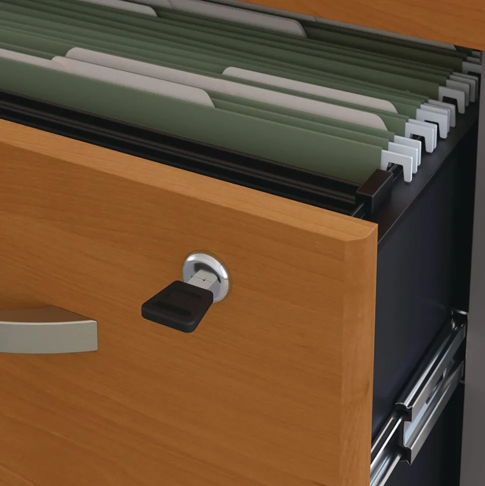 Bush 15.75 in. x 20.25 in. x 27.88 in. Series C 3-Drawers Box/Box/File Legal/Letter/A4/A5 Mobile Left/Right Pedestal File - Cherry/Gray