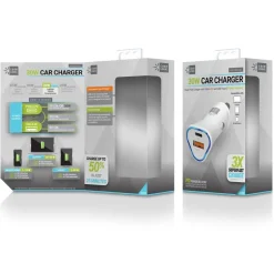 ByTech 30 Watts Two 3 A Ports PD Car Charger - White