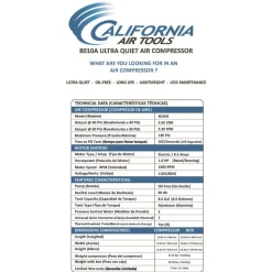 California Air Tools 1 HP 8 Gallon Ultra Quiet and Oil-Free Aluminum Tank Wheelbarrow Air Compressor