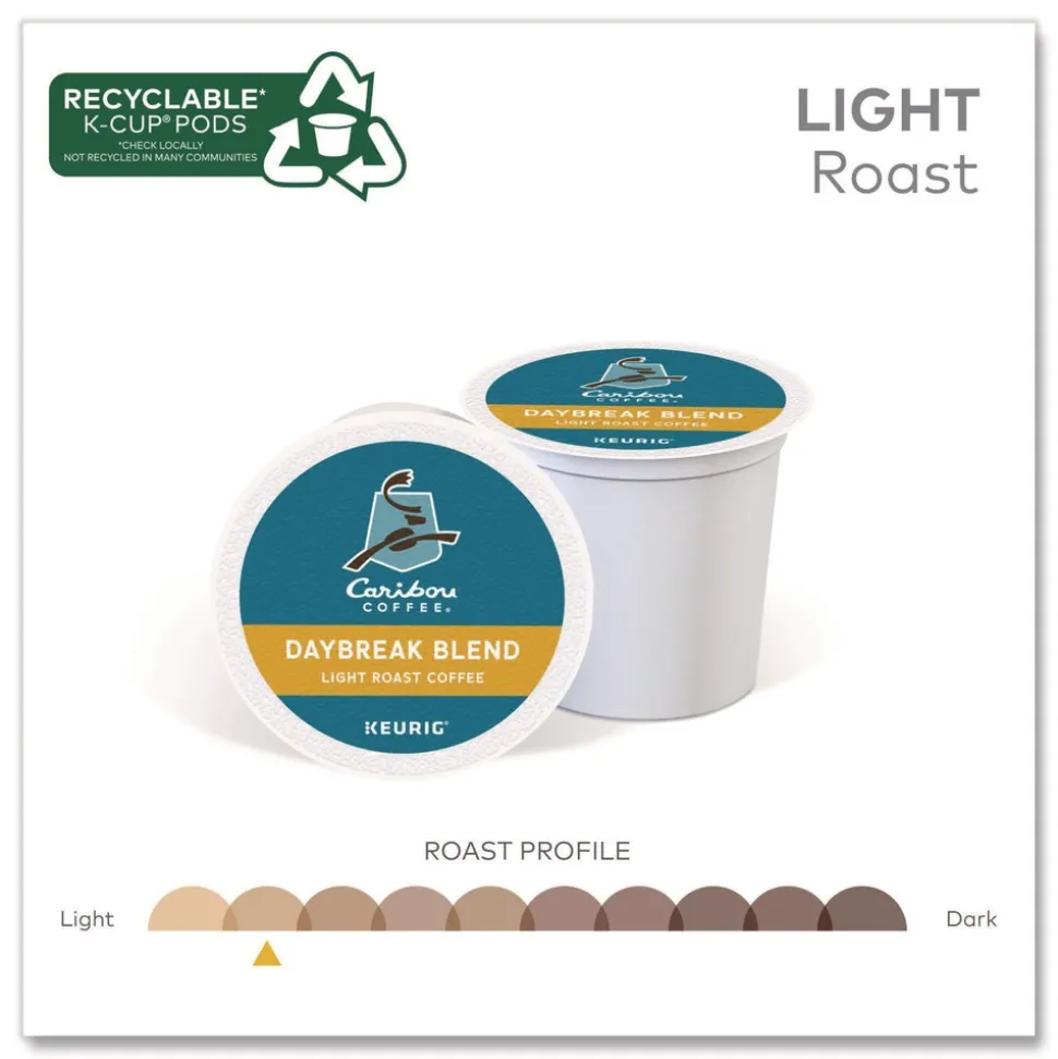 Caribou Coffee 5000330136 Coffee K-Cups - Daybreak Morning Blend (96/Carton)