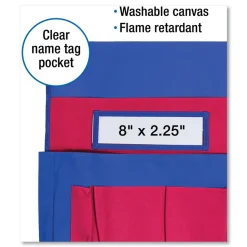 Carson-Dellosa 15 in. x 19 in. 7 Pockets Chairback Buddy Pocket Chart - Blue/Red