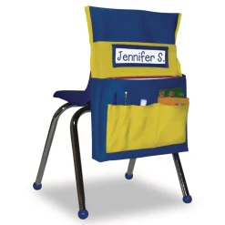 Carson-Dellosa 15 in. x 1.5 in. x 19 in. Fabric Chairback Buddy for Student Chairs - Medium, Blue/Yellow