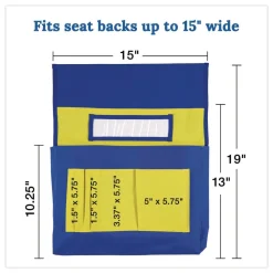 Carson-Dellosa 15 in. x 1.5 in. x 19 in. Fabric Chairback Buddy for Student Chairs - Medium, Blue/Yellow