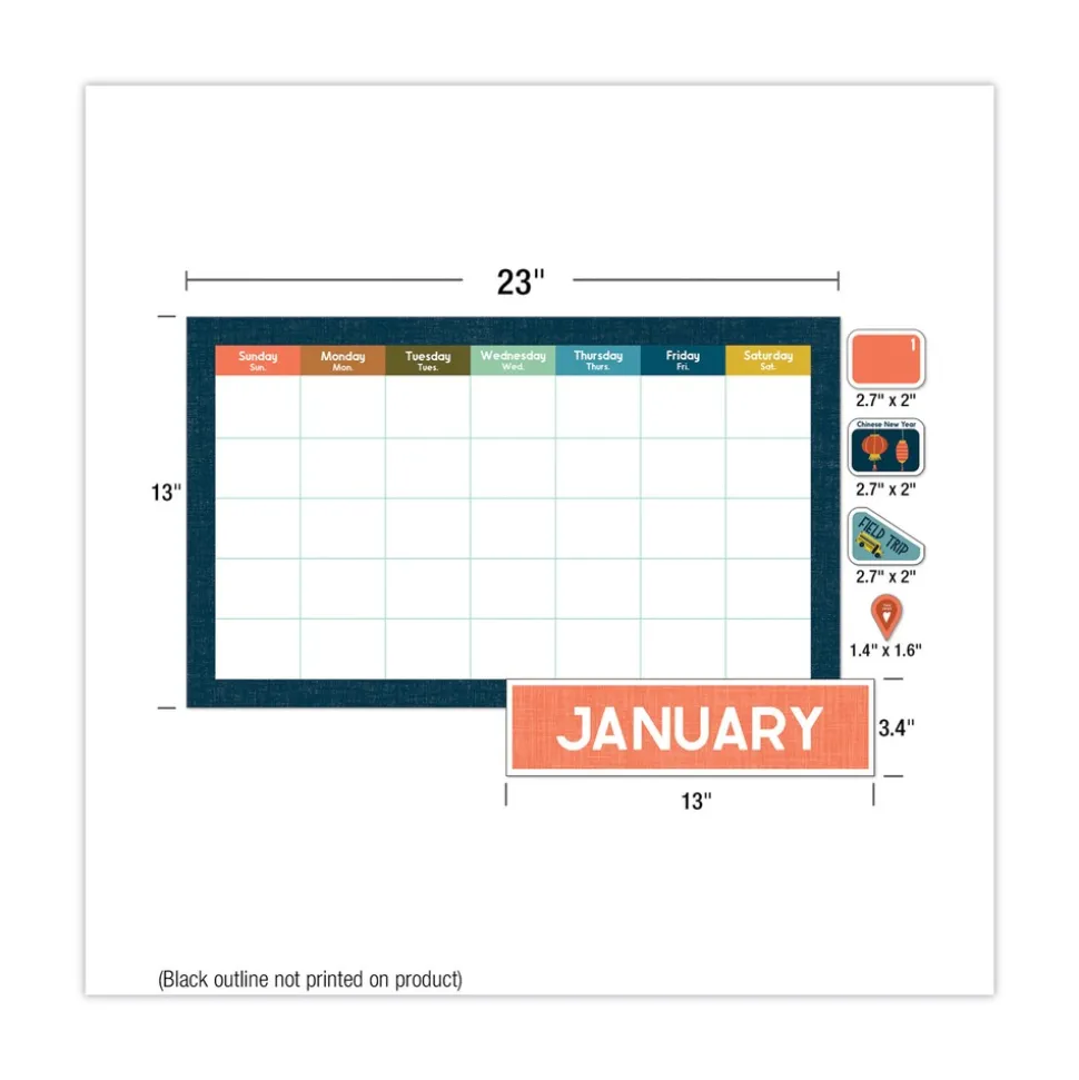 Carson-Dellosa 123-Piece 23 in. x 13 in. Let's Explore Calendar Bulletin Board Set - Multicolor