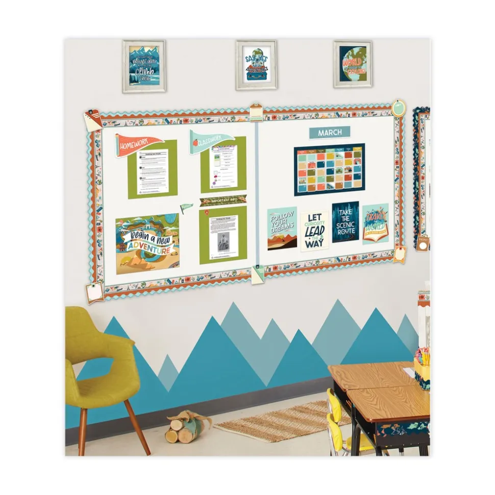 Carson-Dellosa 123-Piece 23 in. x 13 in. Let's Explore Calendar Bulletin Board Set - Multicolor