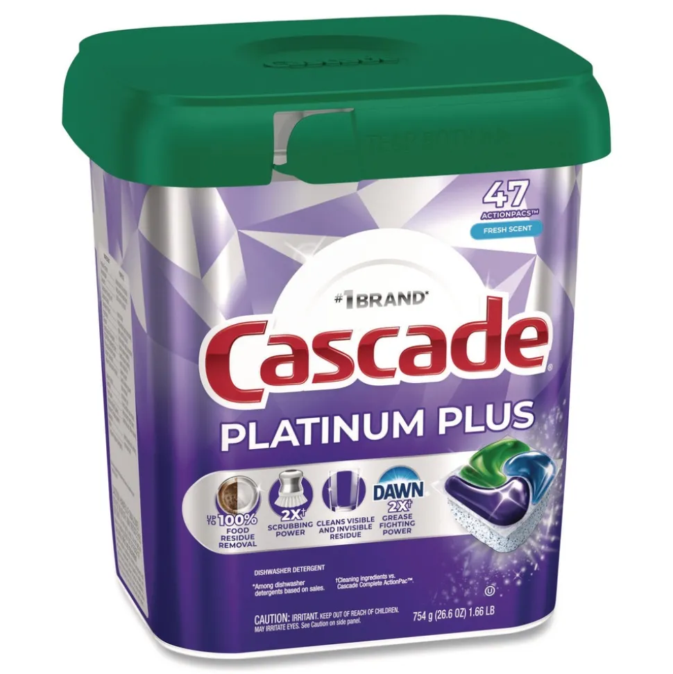Cascade Platinum Plus 28.4 oz. Tub ActionPacs Dishwasher Detergent Pods - Fresh Scent (3/Carton)