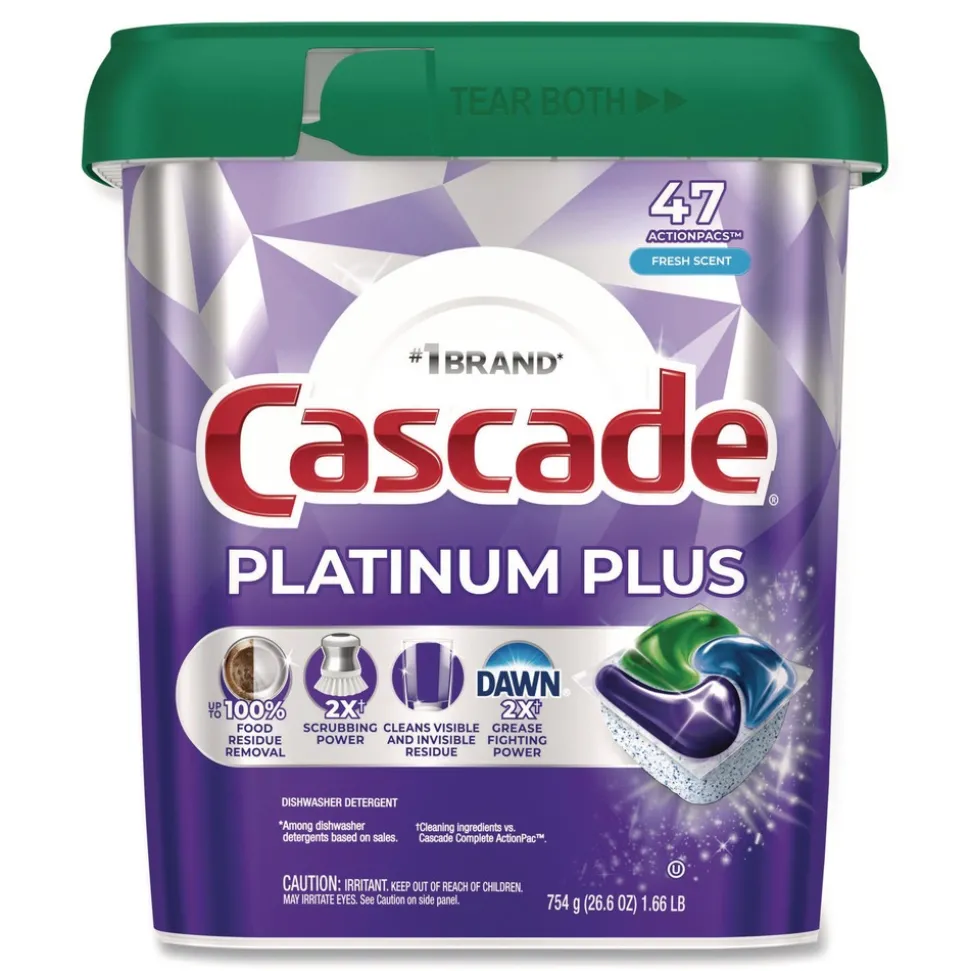 Cascade Platinum Plus 28.4 oz. Tub ActionPacs Dishwasher Detergent Pods - Fresh Scent (3/Carton)