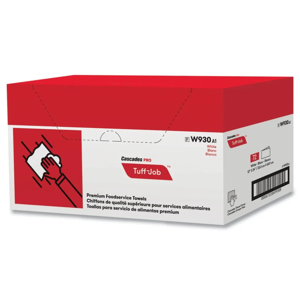 Cascades PRO 13 in. x 24.25 in. 1/4 Fold Tuff-Job Foodservice Towels - White/Blue (72/Carton)