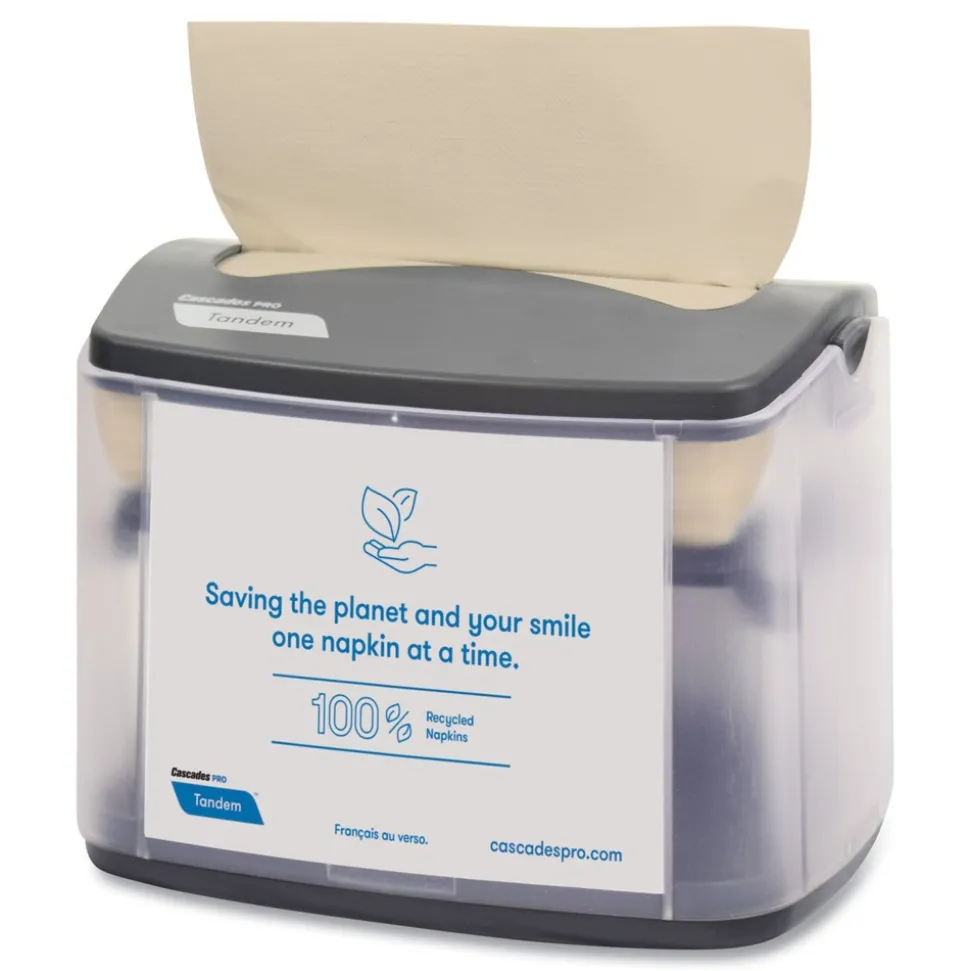Cascades PRO C402 6.1 in. x 8.16 in. x 6.3 in. Tandem Tabletop Napkin Dispenser - Gray (4/Carton)