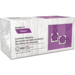 Cascades PRO N020 12 in. x 12 in. 1 Ply Select Luncheon Napkins - White (6000/Carton)