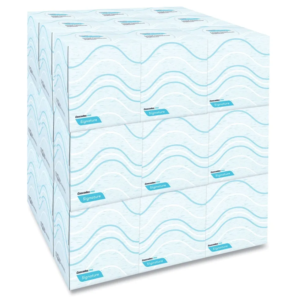 Cascades PRO 2-Ply Cube Box Signature Facial Tissue - White (36 Boxes/Carton)
