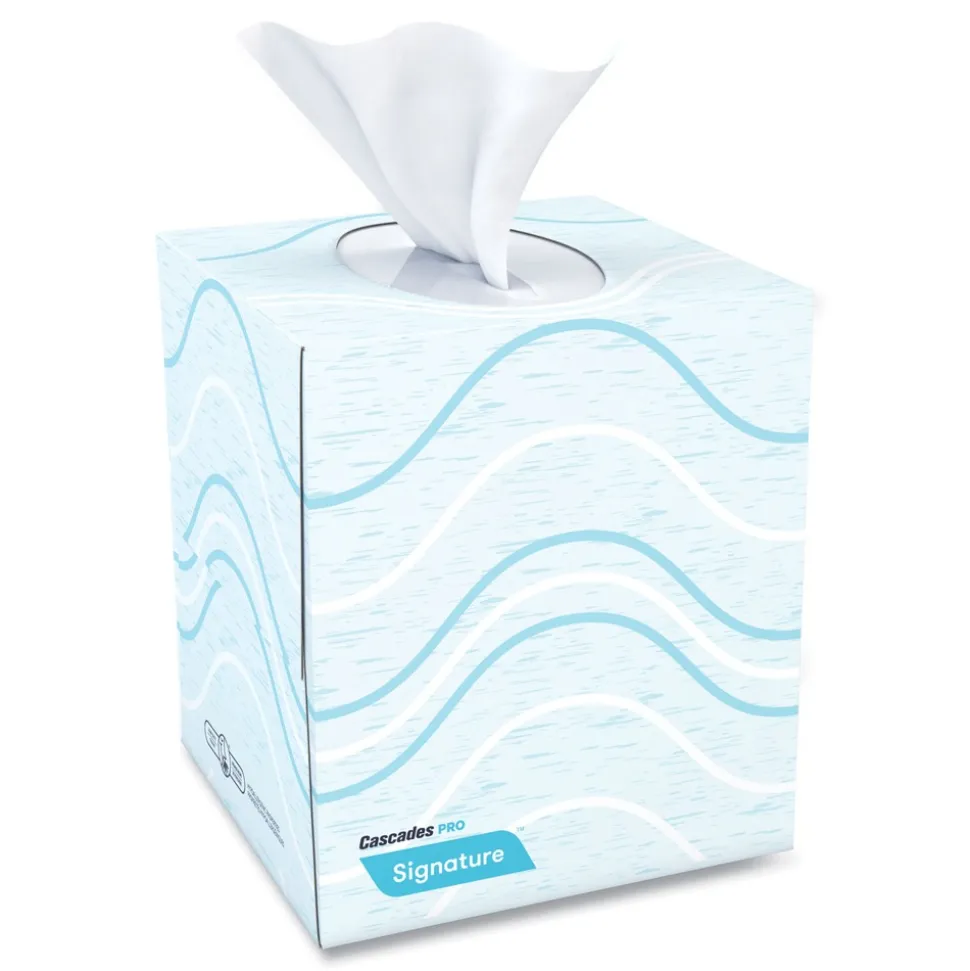 Cascades PRO 2-Ply Cube Box Signature Facial Tissue - White (36 Boxes/Carton)