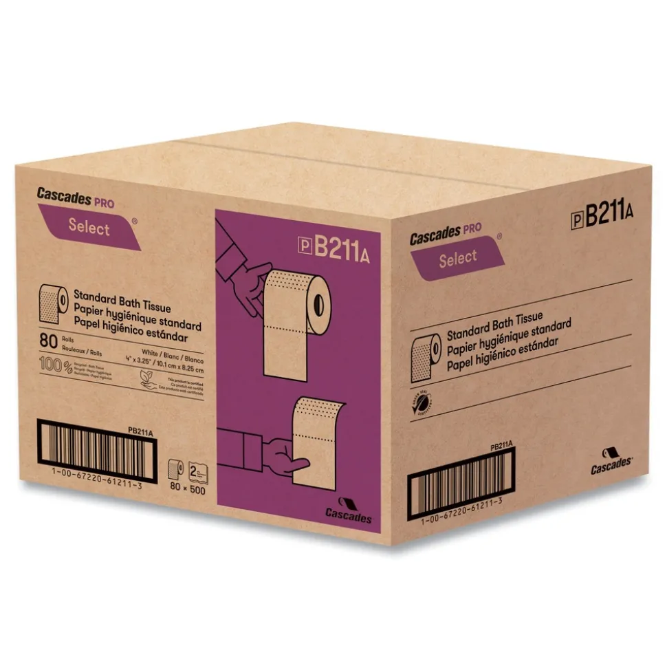 Cascades PRO 2-Ply Septic Safe Select Standard Bath Tissue - White (80 Rolls/Carton)
