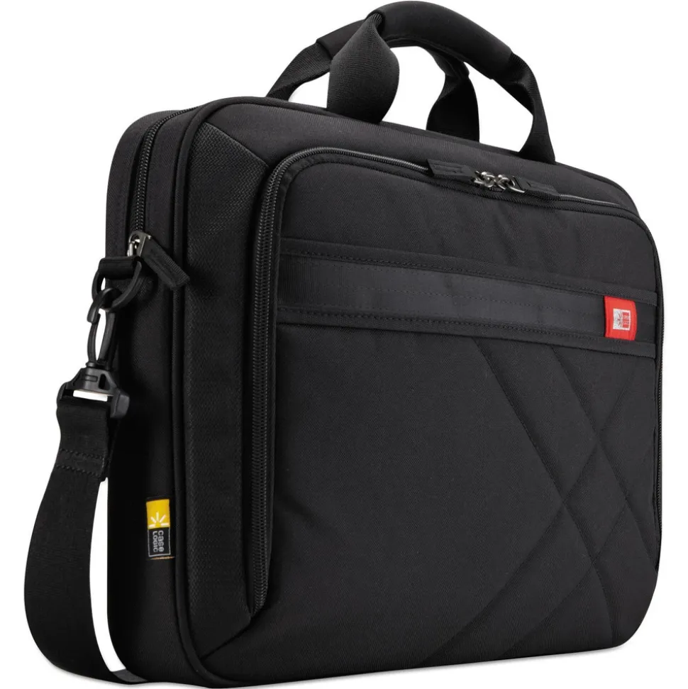Case Logic 17.3 in. x 3.2 in. x 12.5 in. Nylon Diamond Laptop Briefcase for 17 in. Devices - Black