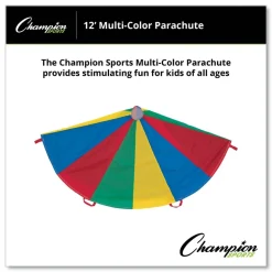 Champion Sports 12 ft. dia. 12 Handles Nylon Multicolor Parachute